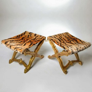 Linda Horn tiger giltwood stools