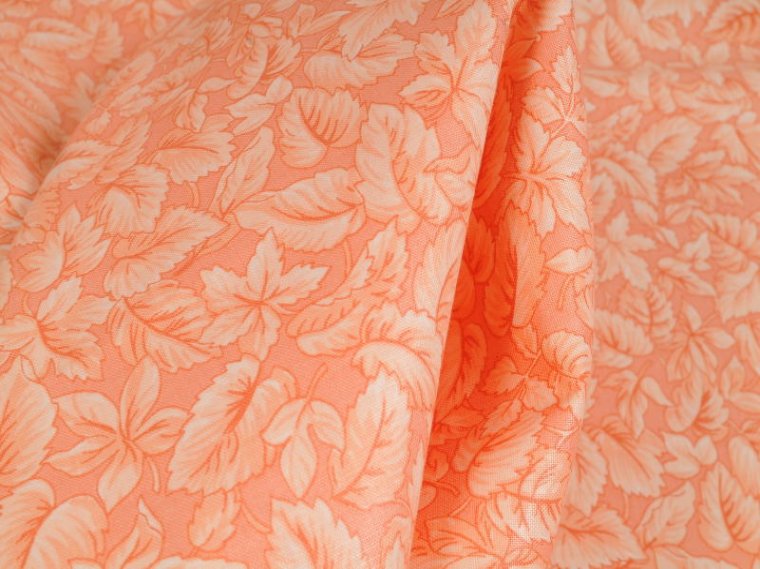 Peach 100% cotton, FLORAL CHINTZ UPHOLSTERY FABRIC [IXS]