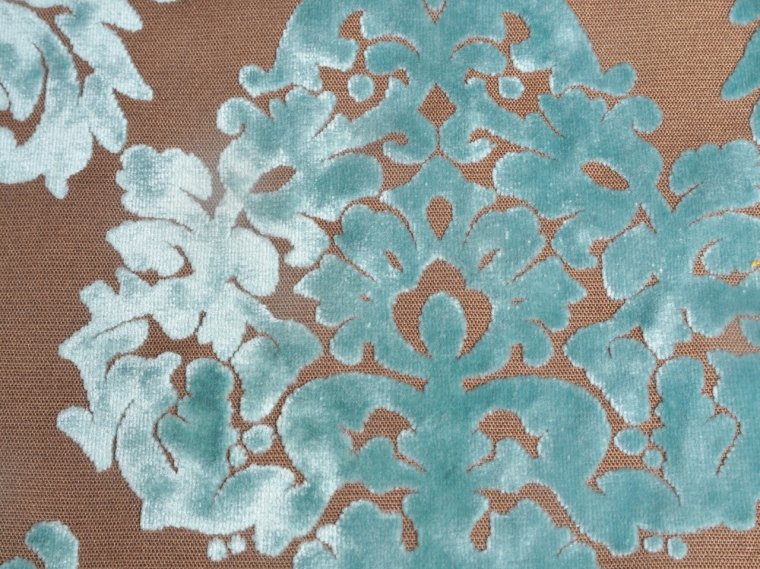 Rubelli Cut Velvet Damask from Italy in Robins Egg Blue for Upholstery